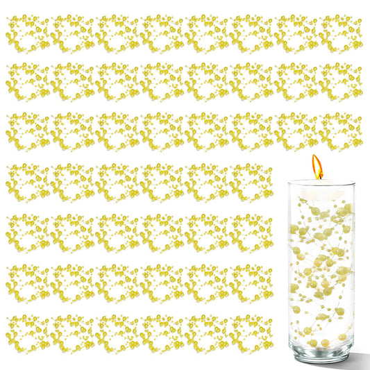 50 PCS Artificial Floating Beads for Centerpieces Vases (Yellow / 8+3mm(50pcs))