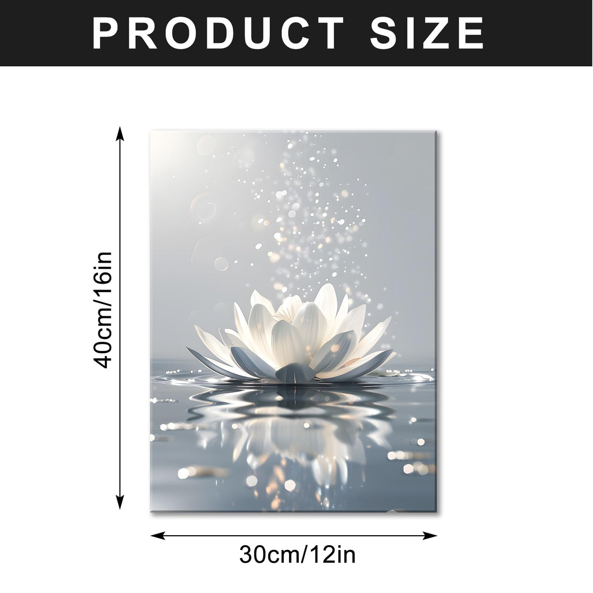 Lotus Flower Canvas Print Pictures Floral Blooming Painting Yoga room Bathroom Bedroom Decor Modern Nature Artwork Framed Ready to Hang 12X16inches (16"L x 12"W / Lotus 02)
