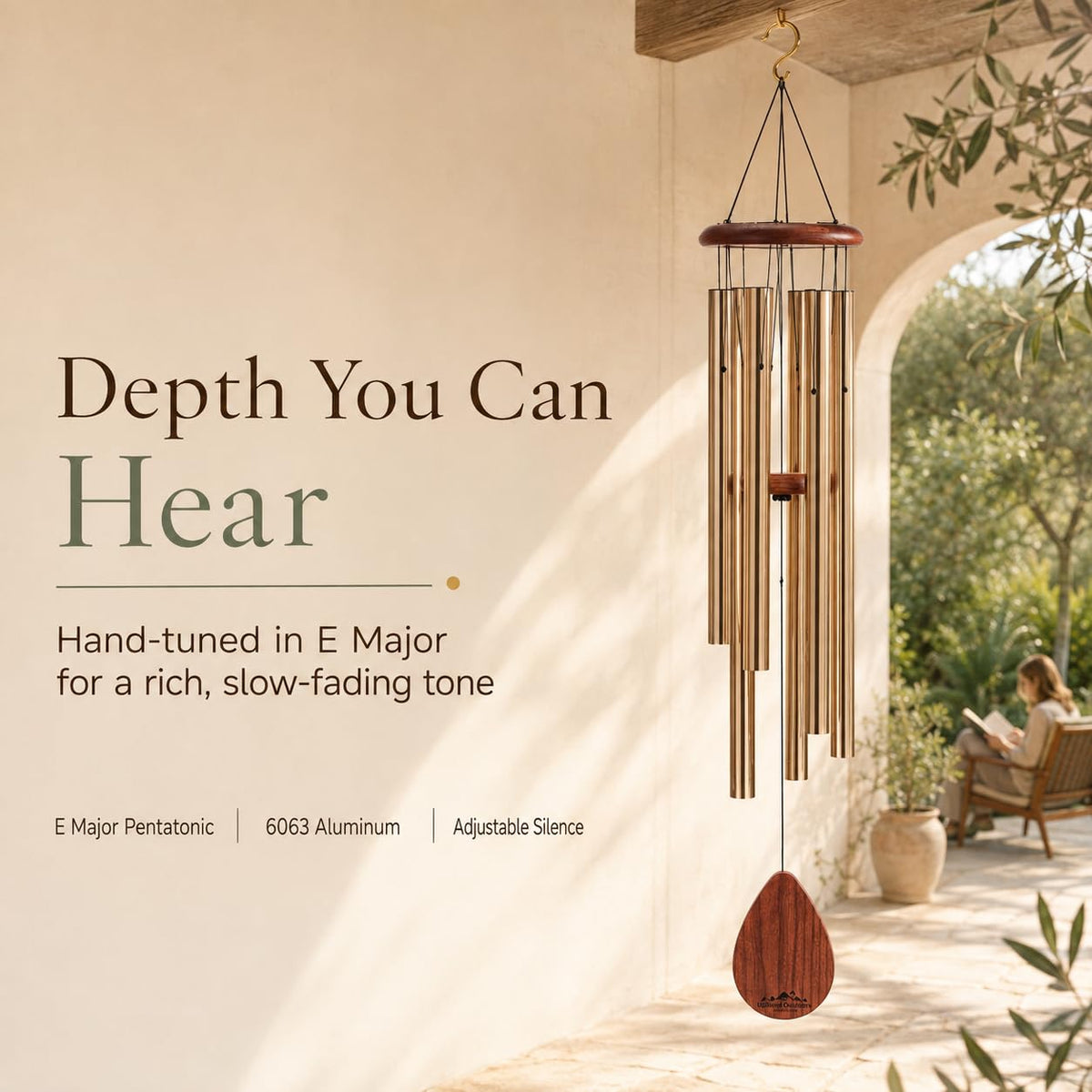 UpBlend 38" Bronze Aluminum Wind Chimes for Outside (Bronze / 38")