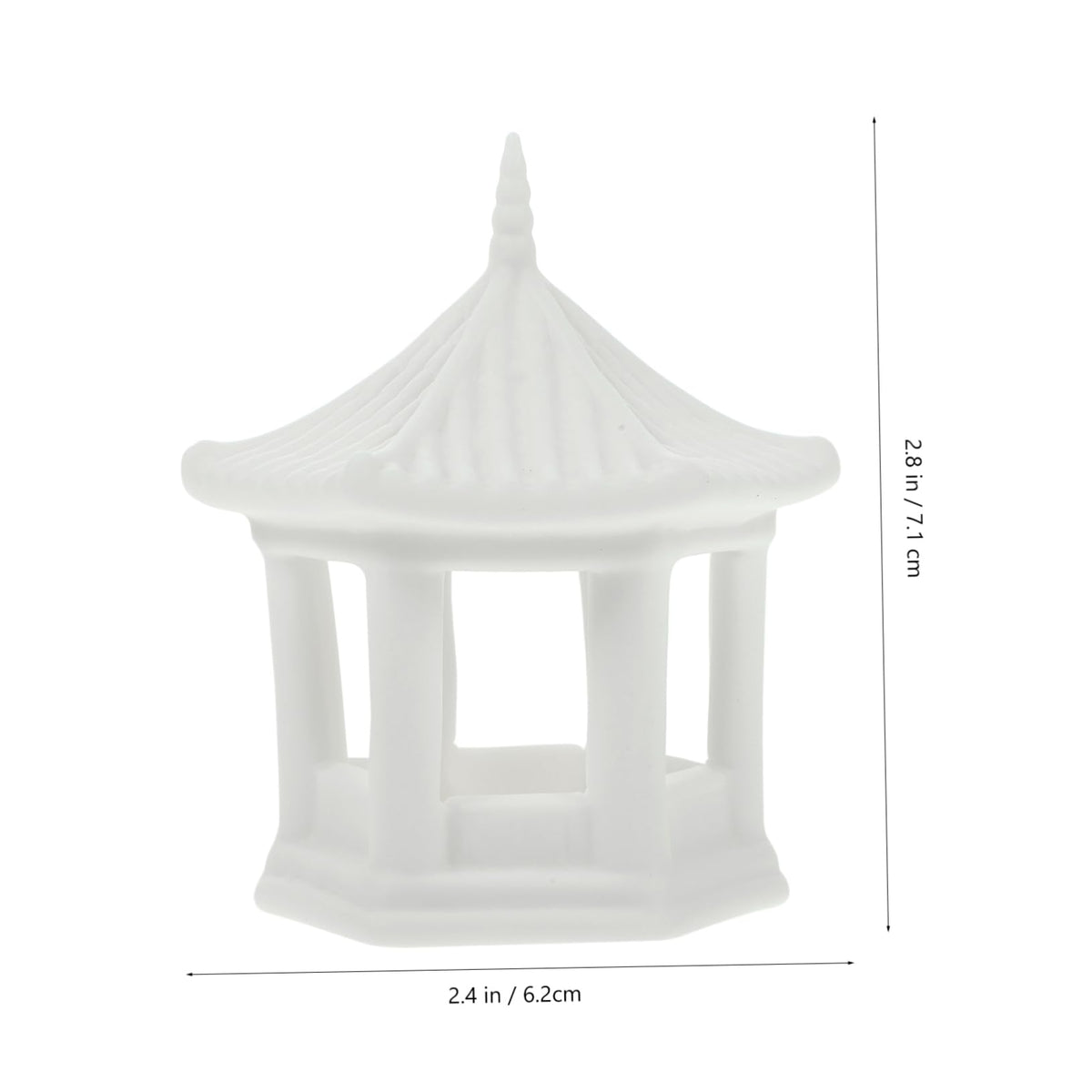 Hexagonal Pavilion Ornament 2.79X2.44X2.16In Miniature Ceramic Pavilion Statue for Fish Tank Decor Aquarium Decoration Zen Garden Accessories and Desktop Ornament