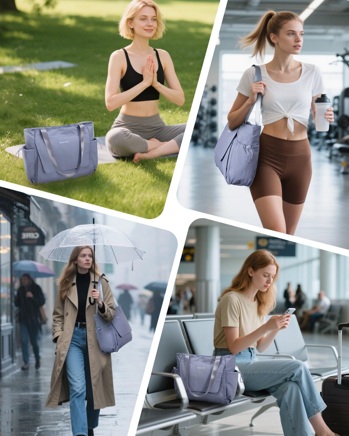 Yoga Mat Bag Waterproof Tote Gym Bag Mat Carrier W (Gray Blue)