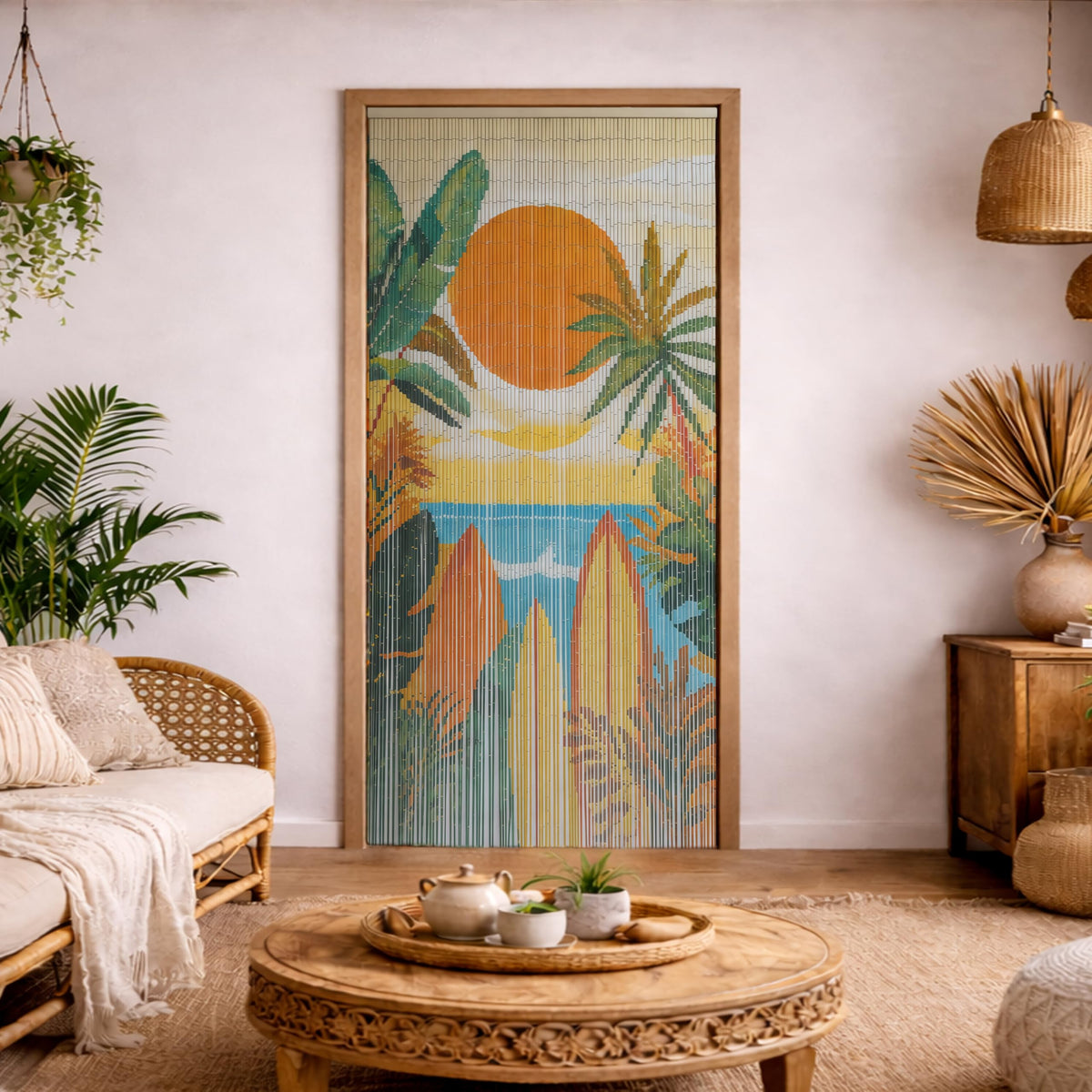 Summer Vibe Beaded Bamboo Curtain for Doorway 35.4" x 78.7" (Summer Vibe)