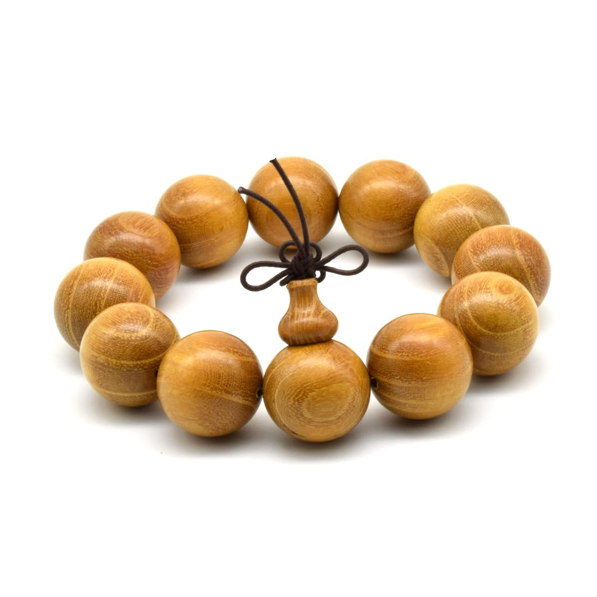Unisex Natural Golden Sandalwood Mexican Bocote Wood Mala Prayer Bracelet Link Wrist Necklace Chain Beads (20mm 12 beads)