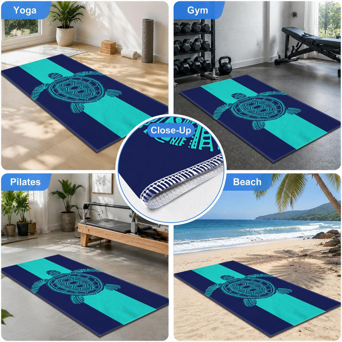 Yoga Mat Towel (Sea Turtle-01 / Large)
