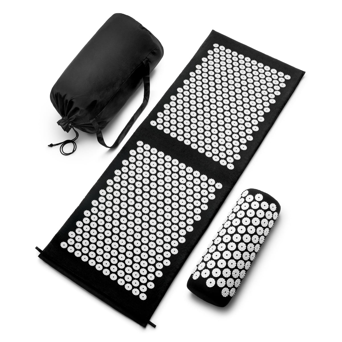 Sivan Acupressure Mat & Pillow Set for Back & Neck (Black/White / XL)