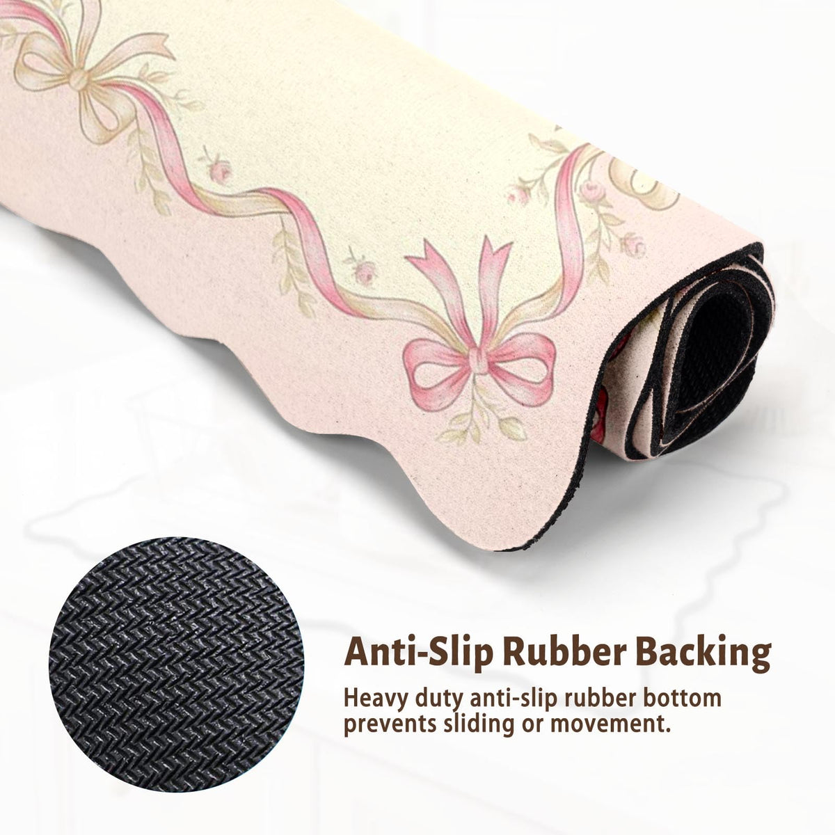 Scalloped Dish Drying Mat 2 (Coquette Bows / 12x19 inch)