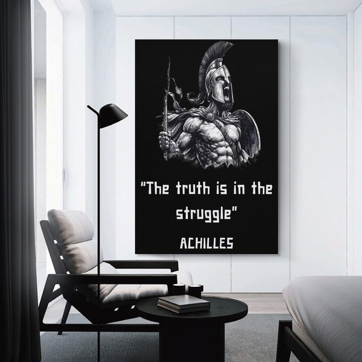 Achilles Truth In Struggle Spartan Warrior Canvas Printing Wall Art Prints Wall Decor Posters Black White Greek Mythology Motivational Gym Office Bedroom Living Room Decor 24x36inch (style-42 / 24x36inch(60x90cm) Unframe)
