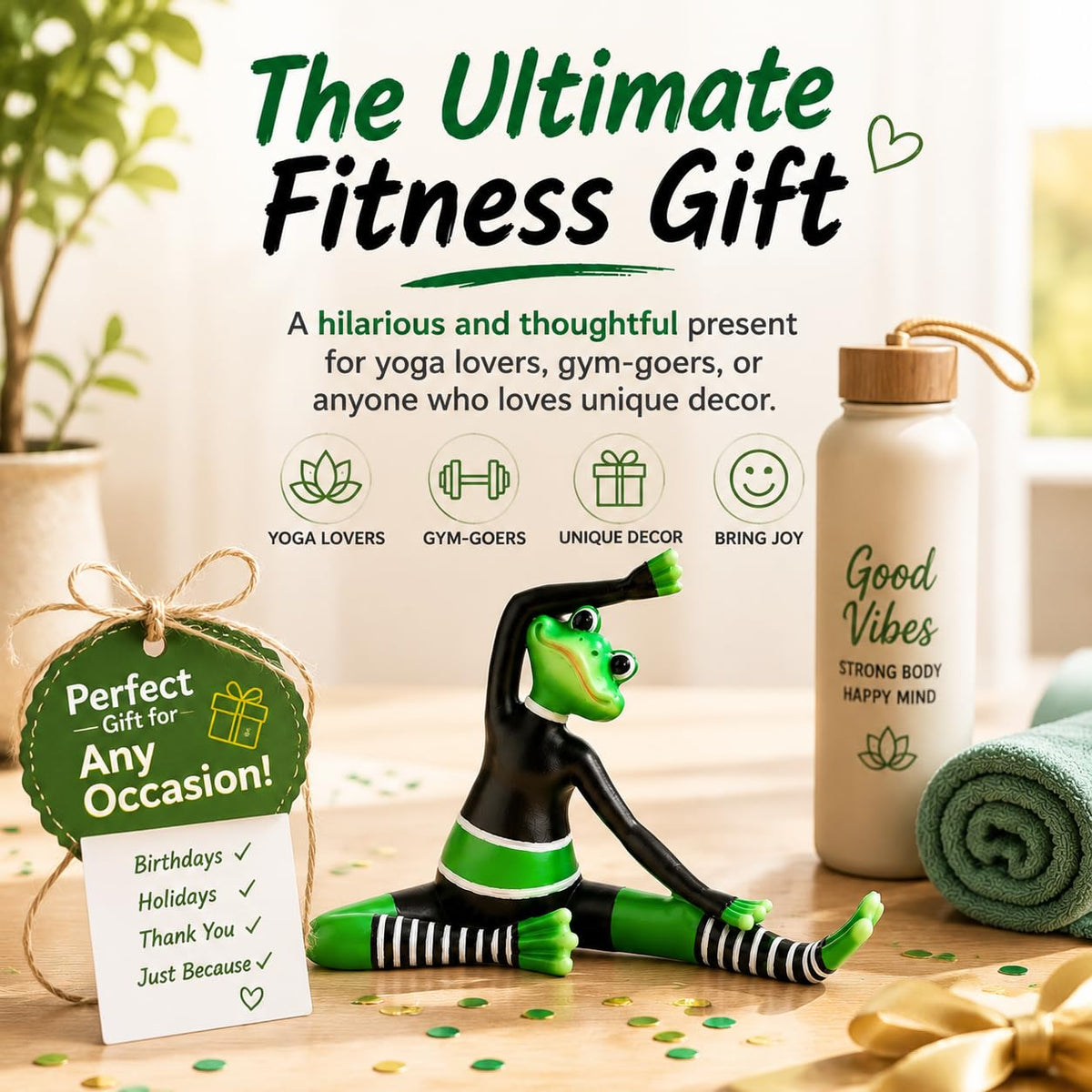 Funny Yoga Frog Statue Zen Animal Figurine (Yoga)