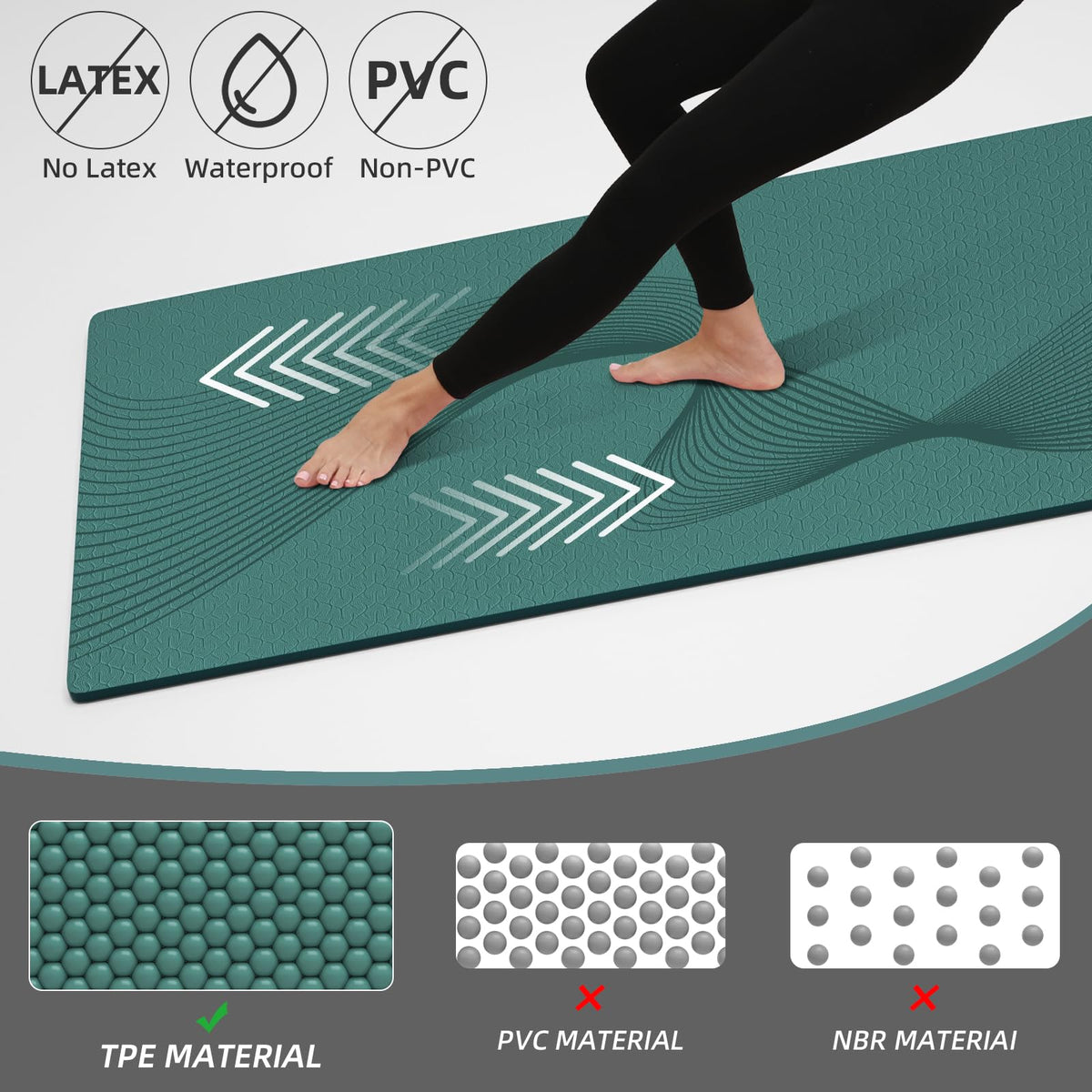 Yoga Mat 72x25×0.3 Inch (peacock green)