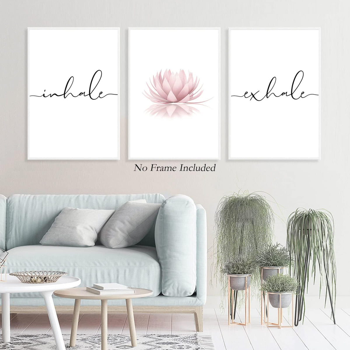 Inhale Exhale Wall Art Zen Canvas Decor Yoga Lotus Wall Art Calming Meditation Artwork Pink Yoga Poster Zen Pictures Painting for Living Room Bedroom 24x36 Inch Unframed Set of 3 (Unframed / Yoga Wall Art / 36"L x 24"W)