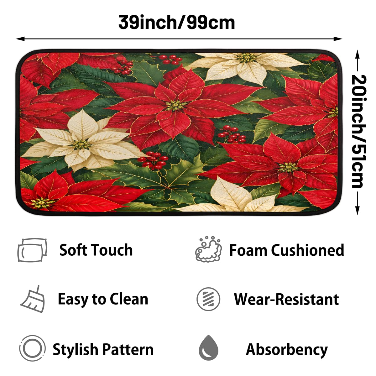 Christmas Kitchen Rugs Kitchen Mats Non Slip Floor Mat (Z:g-color 1)