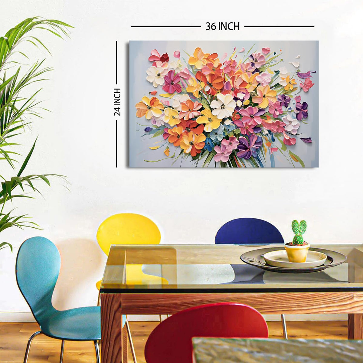 Orange Daisy Wall Art Colorful Wildflower Canvas Print Large Burnt Orange Floral Botanical Wall Decor for Living Room Bedroom Kitchen Watercolor Farmhouse Nature Artwork Bathroom Home Decoration 24x36 (36"L x 24"W / Flower-1)