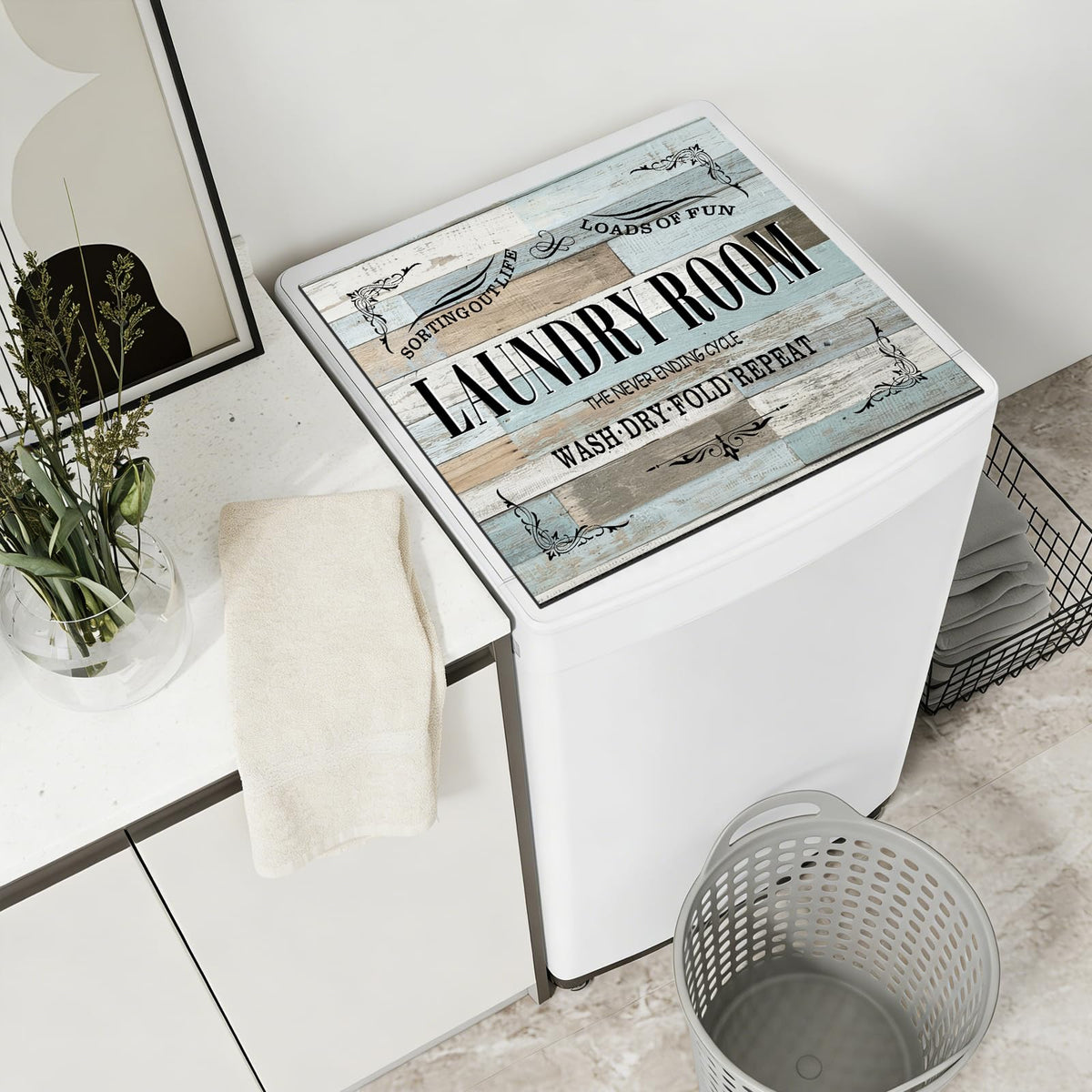Dryer Top Protector Mat (wood grain laundry room)
