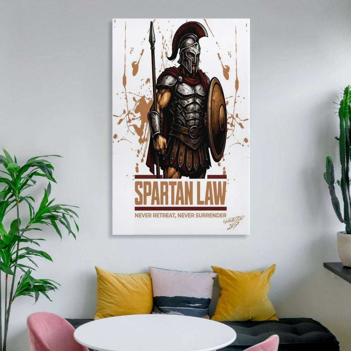 Spartan Law Never Retreat Never Surrender Canvas Printing Wall Art Prints Wall Decor Posters Ancient Warrior Shield Spear Vintage Greek Bedroom Living Room Office Gym Decor 12x18inch (style-27 / 12x18inch(30x45cm) Unframe)