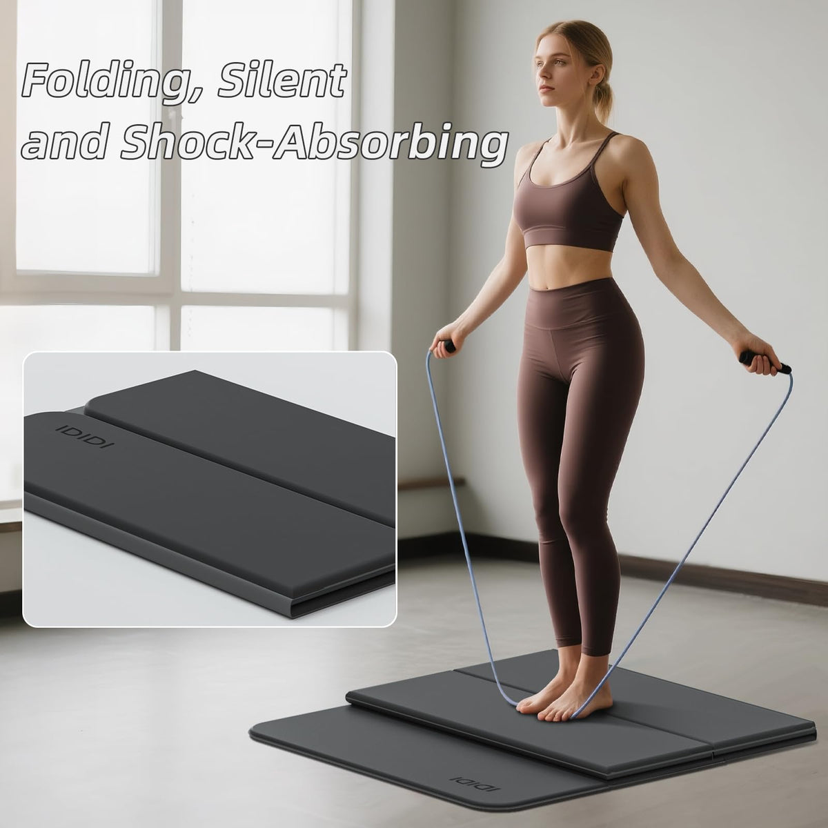Foldable Yoga Mat Thick 0.32" (Black)