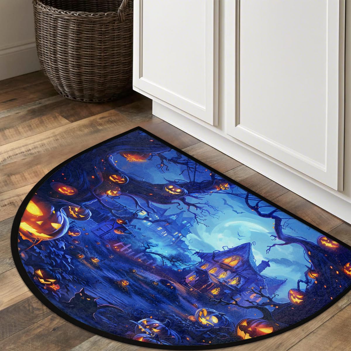 Halloween Half Round Door Mat Semi Moon Rug Fireplace Carpet Area Rugs (A:a-b)
