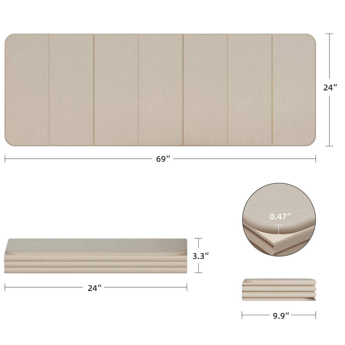 1 2 Inch 70"x24" Foldable TPE Yoga Mat (Cinnamon)