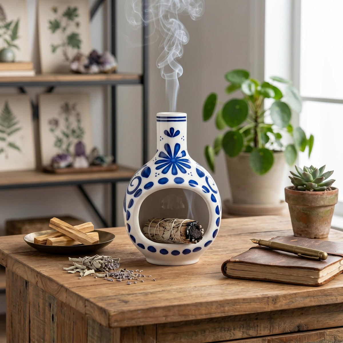 Ceramic Incense Holder (Blue)