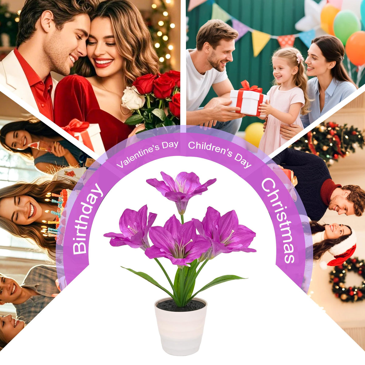 Artificial Purple Lily Flower Lamp (Lily-Purple)