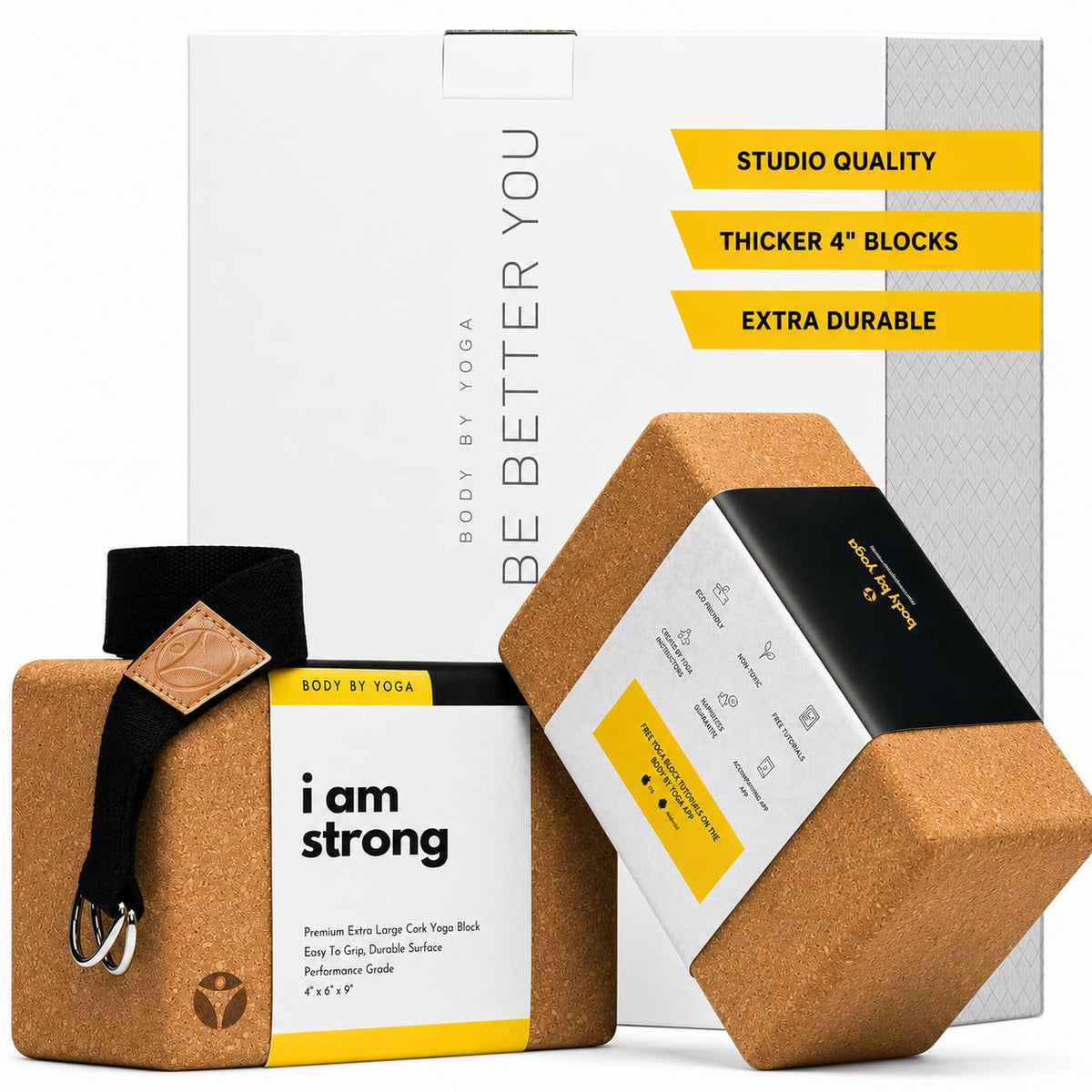 Cork Yoga Blocks 2 Pack (I Am Strong)