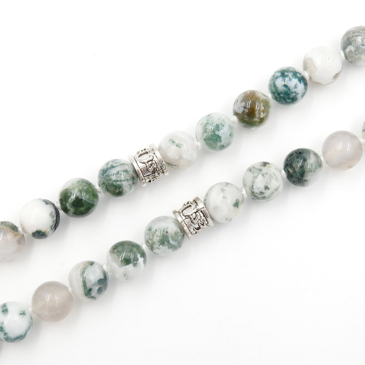 mala beads necklace for women man (tree agate)