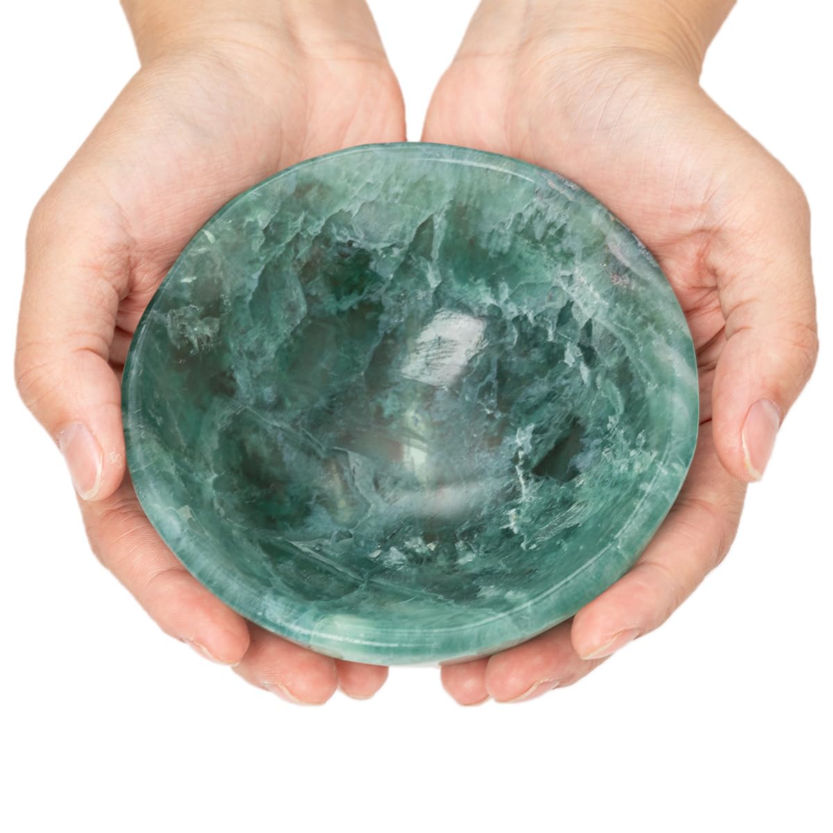Large Green Fluorite Crystal Bowl Hand (Green Fluorite / Large)