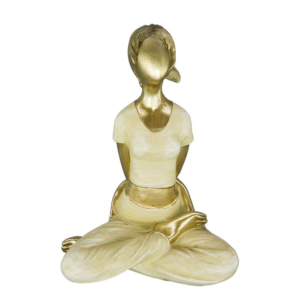Meditating Yoga Girl Figurine Gold Yoga Figurine Sitting in Yoga Pose (Style6)