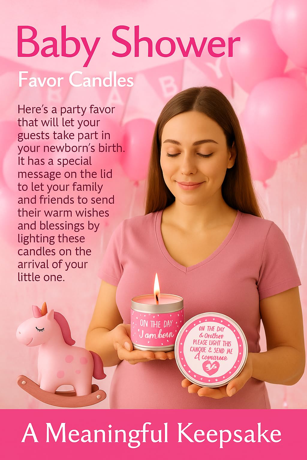Baby Shower Candle Favors Gift Set (Pink-1-9pk)