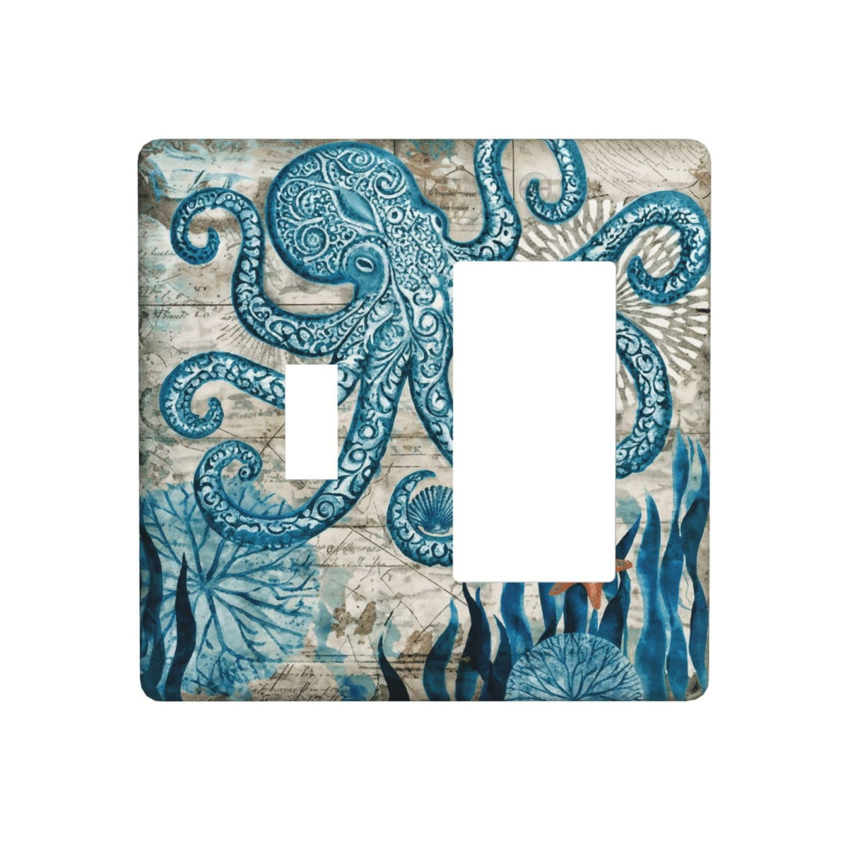 Nautical Ocean Starfish Octopus 2 Gang Single Toggle (Nautical Ocean Starfish Octopus / 2 Gang Rocker/Toggle Combo)