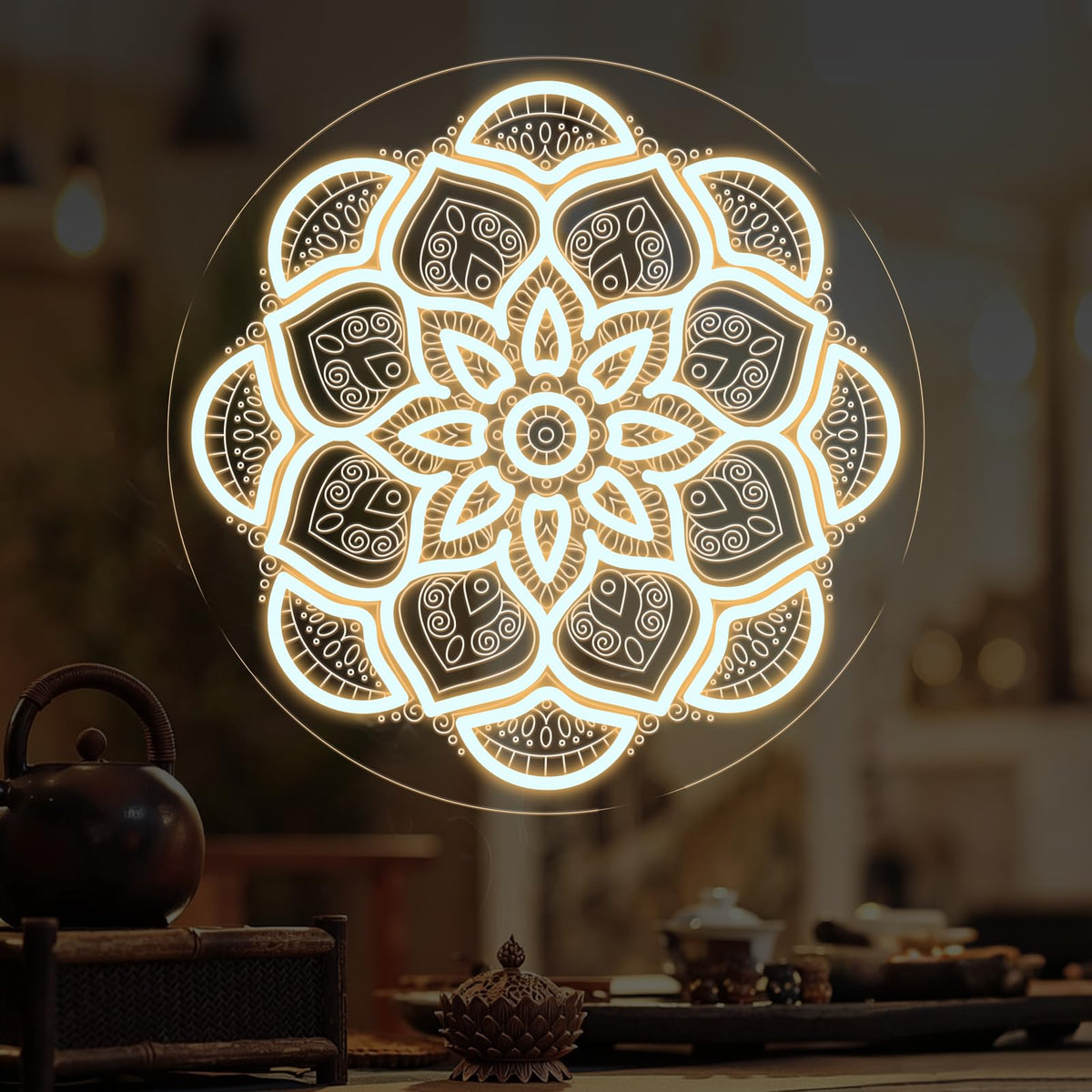 Mandala Neon Sign (Mandala-Warm Whitt)
