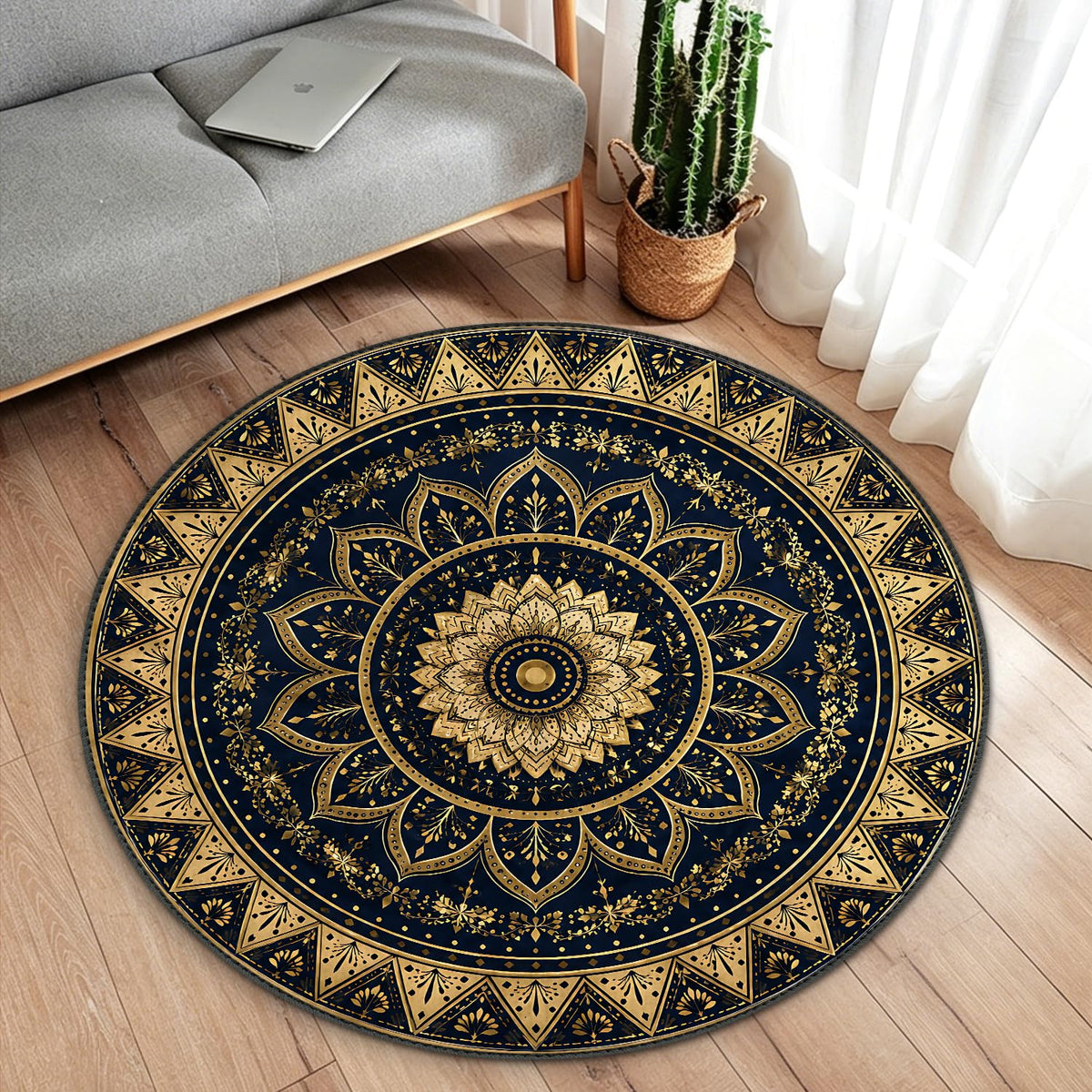 6ft Round Area Rug (Royal Mandala / 6' (Round))