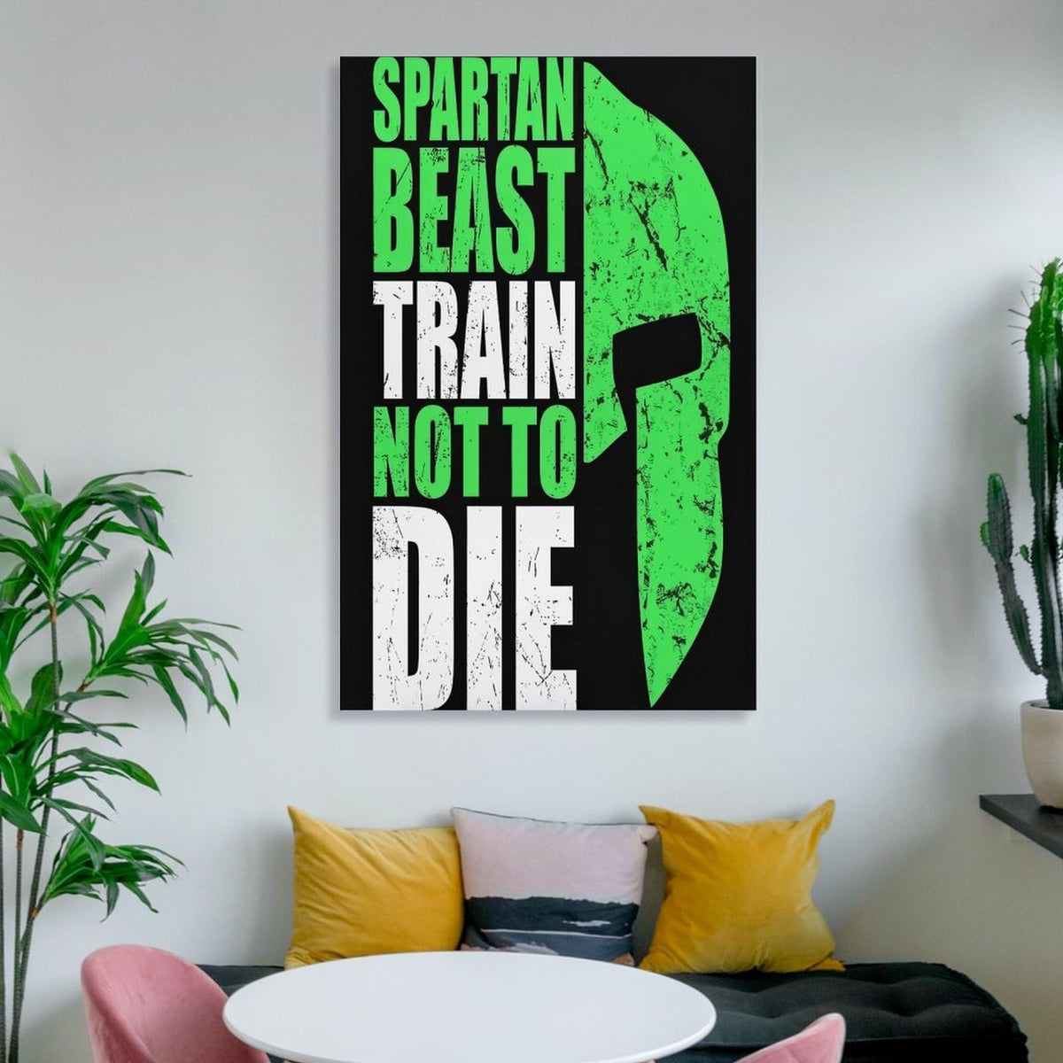 Spartan Beast Train Not To Die Canvas Printing Wall Art Prints Wall Decor Posters Motivational Warrior Typography Black Green Gym Office Bedroom Living Room Fitness Decor 20x30inch (style-26 / 20x30inch(50x75cm) Unframe)