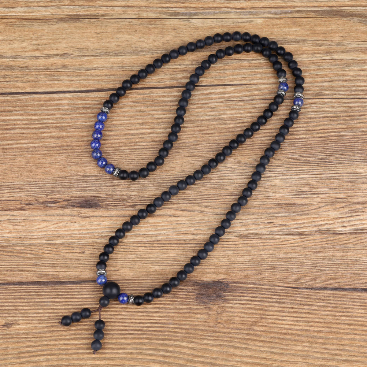 AmorWing Chakra Stones Matte Onyx Lapis Lazuli 108 Mala Beads Wrap Bracelet Necklace (Lapis Lazuli)
