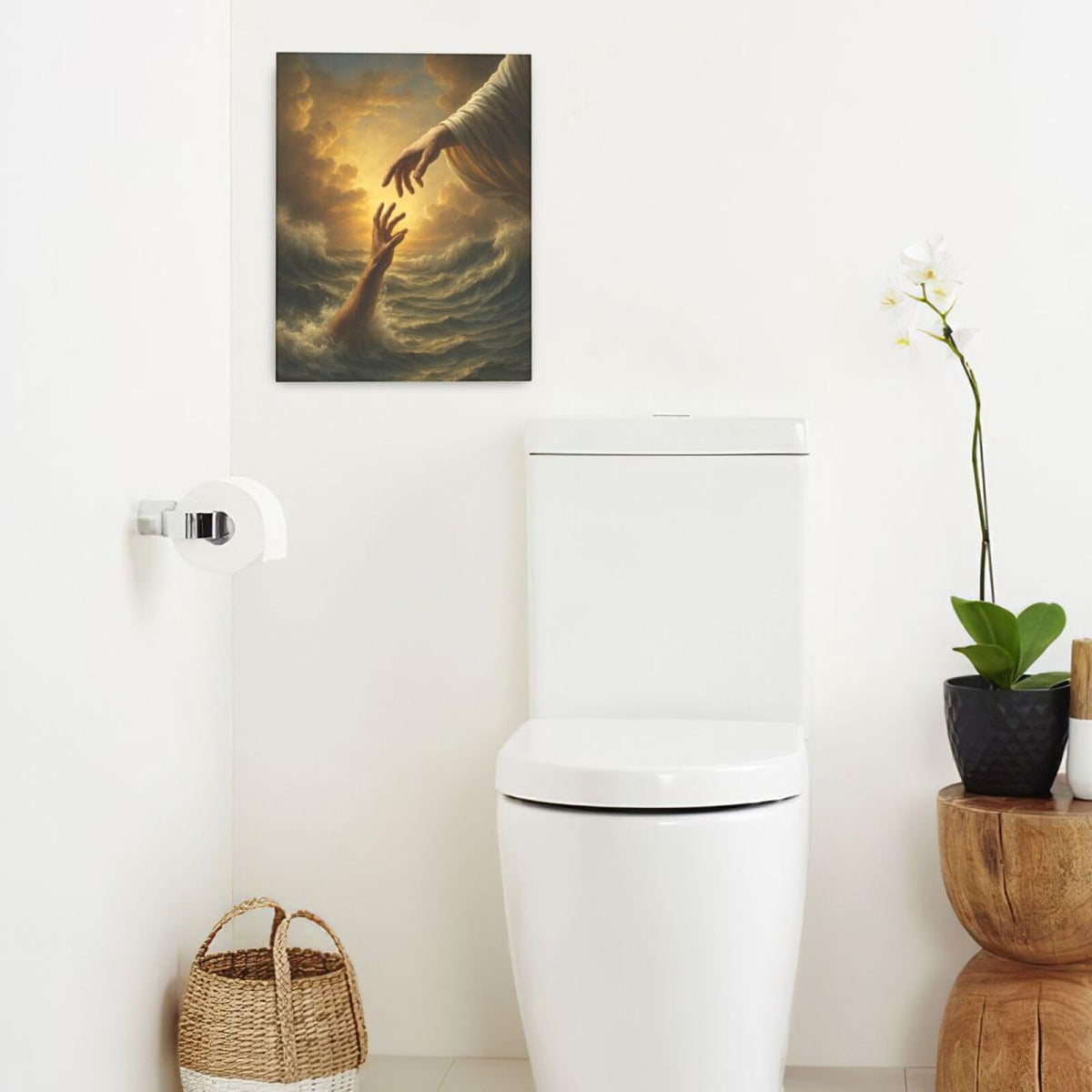 Jesus Wall Art Christian The Hand of God Wall Decor Religious Bible Canvas Paintings Pictures Christ Prints Artwork Framed Decorations For Church Prayer Room Bedroom Living Room Gifts 16" x 20" (Jesus / 20"L x 16"W)