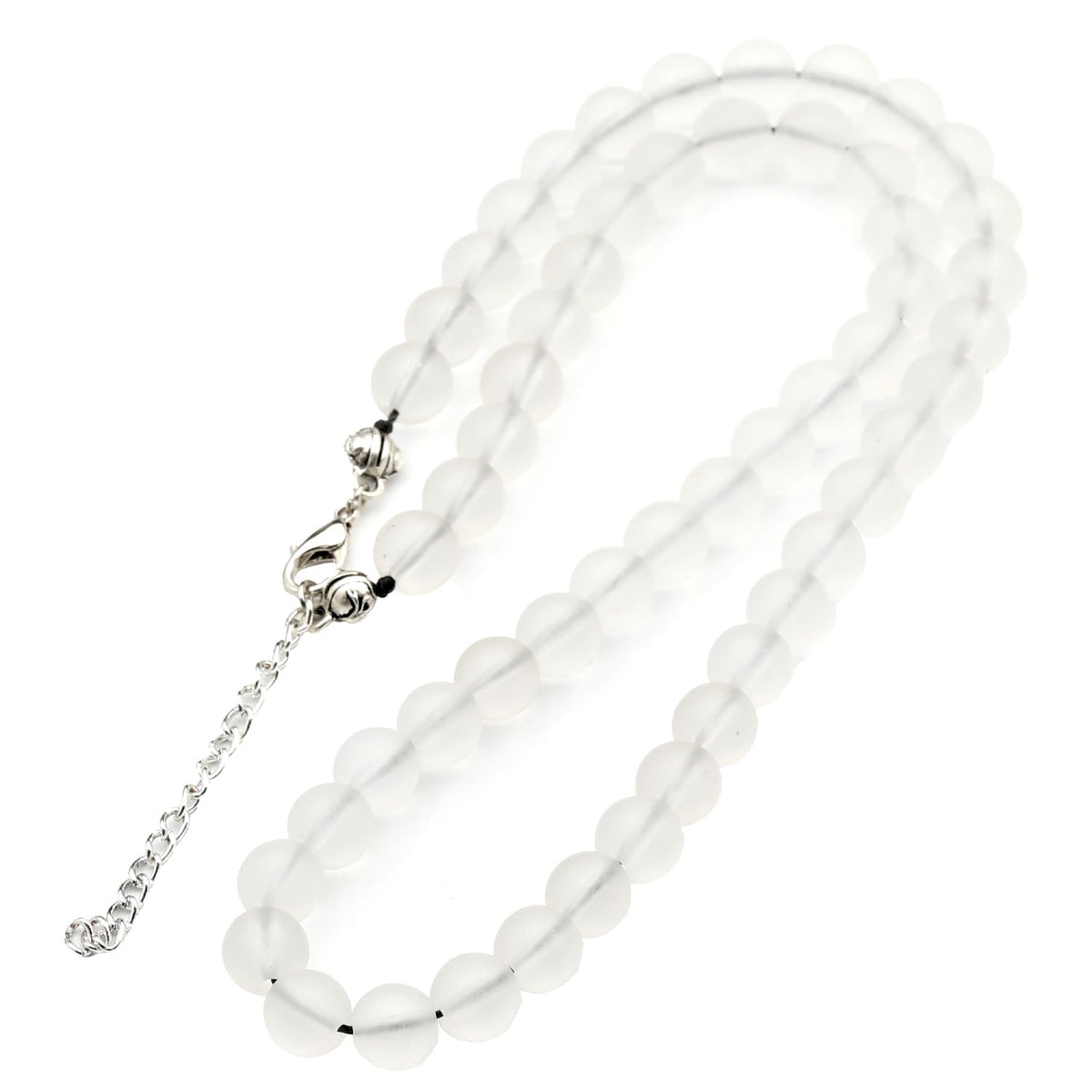 Natural Matte Quartz Beaded Choker Necklace (Matte Quartz / 40 Inches)