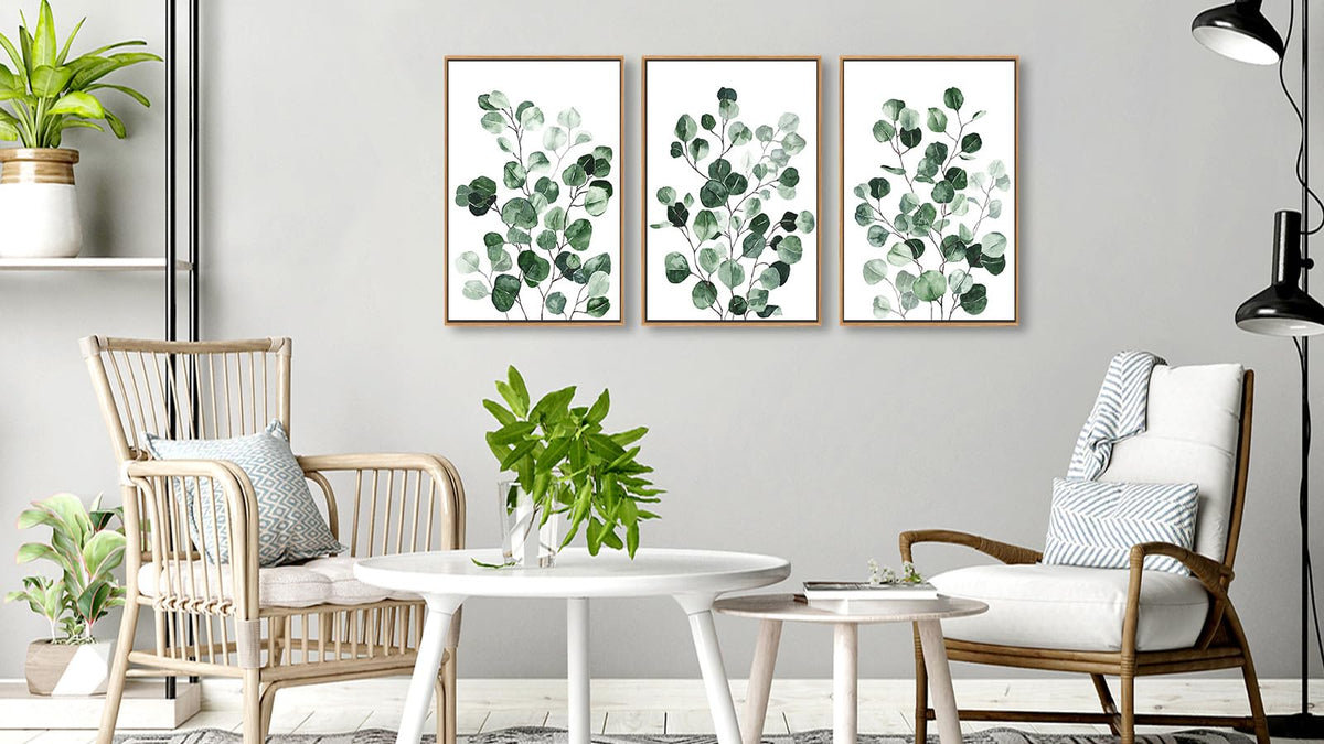 Sage Green Eucalyptus Leaf Framed Wall Art (Green Eucalyptus Leaf / 36"L x 24"W)