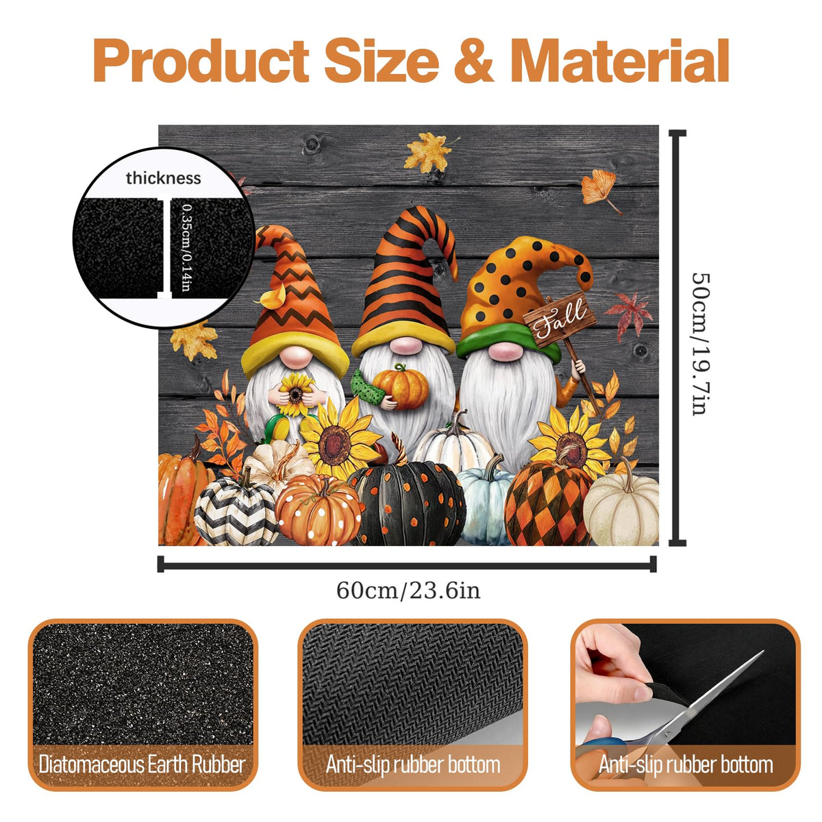 Dryer Top Protector Mat (fall gnome)