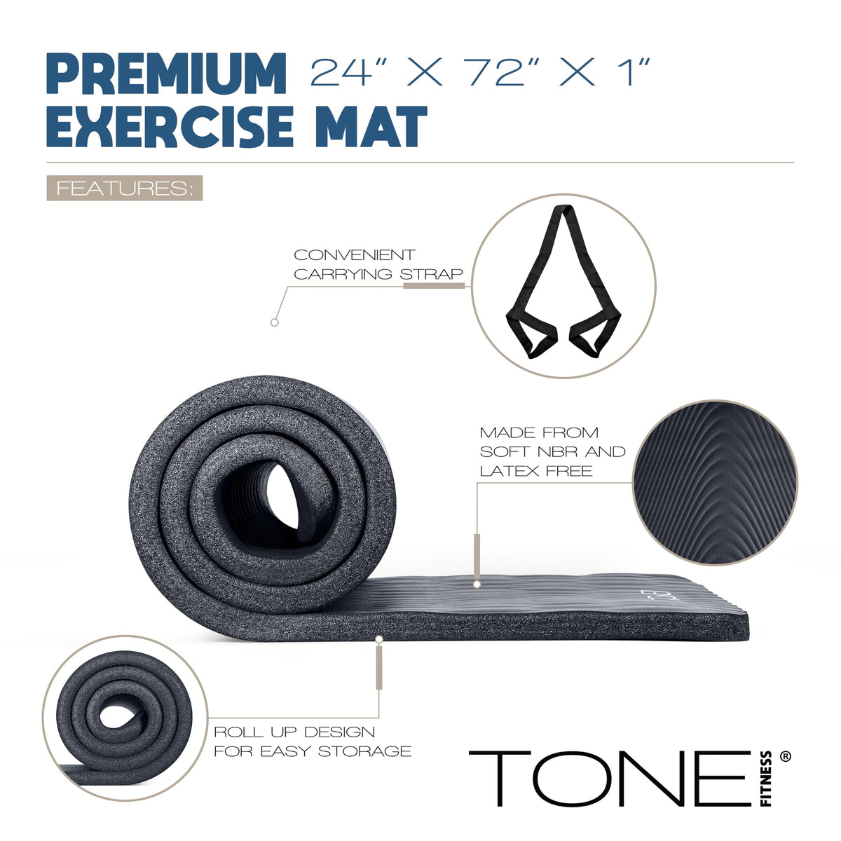 1" Extra Thick Yoga Mat (Wave / Black)