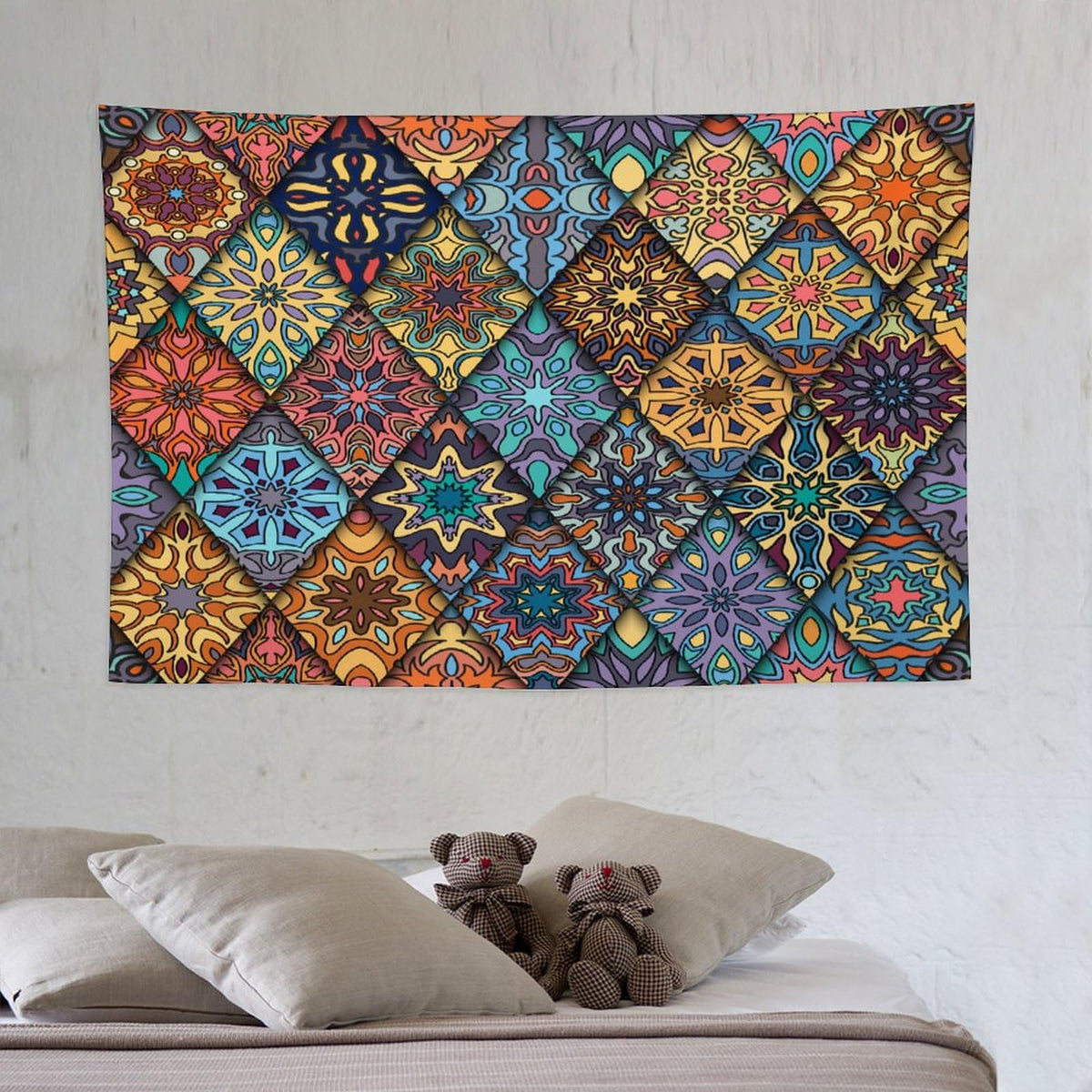 Vintage Bohemian Tapestry Wall Hanging Colorful Mandala Indian Pattern Tapestries Home Decor for Living Room Bedroom Apartment Farmhouse Dorm 40"x60" (40"L x 60"W / Mandala-26)