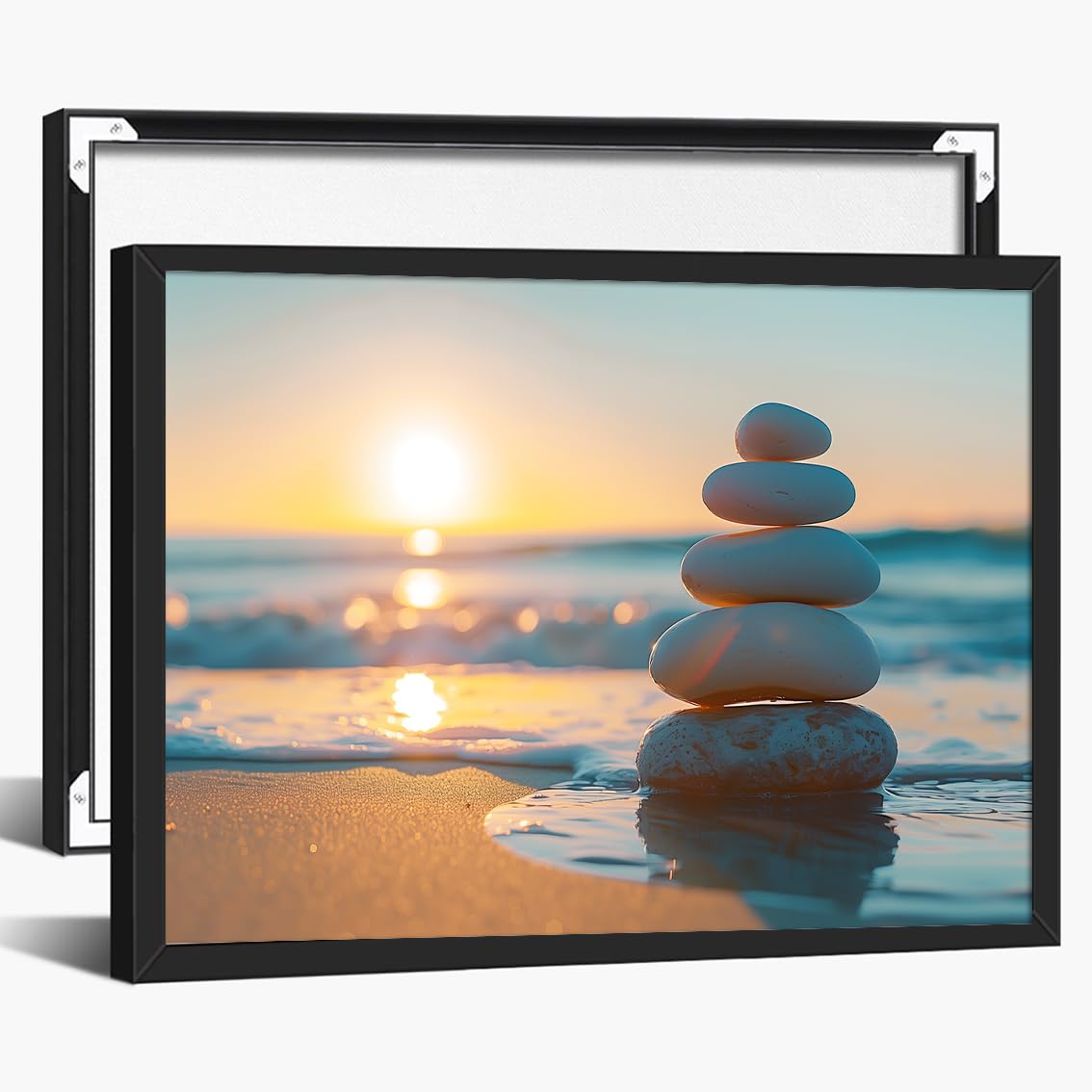 Zen Ocean Sunset Wall Art (Black Aluminum Frame-1 / 11"L x 14"W)