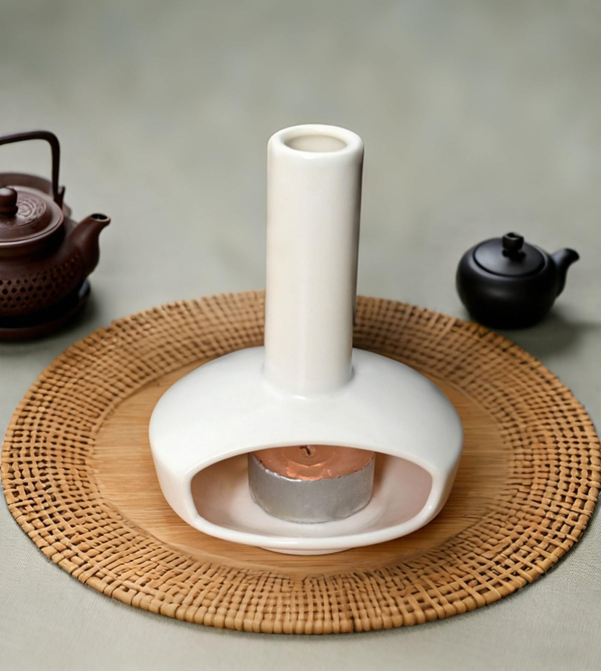 Ceramic Mini Chiminea Palo Santo Burner (Round Bottomed Palo - White)