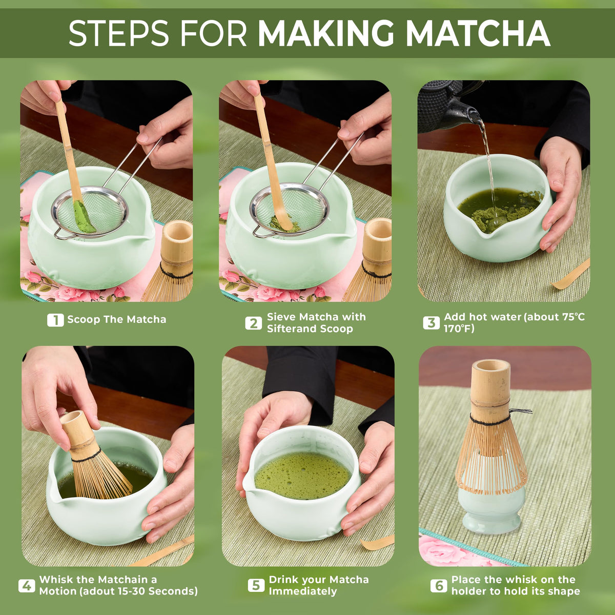 18 OZ Matcha Whisk Set (Green)