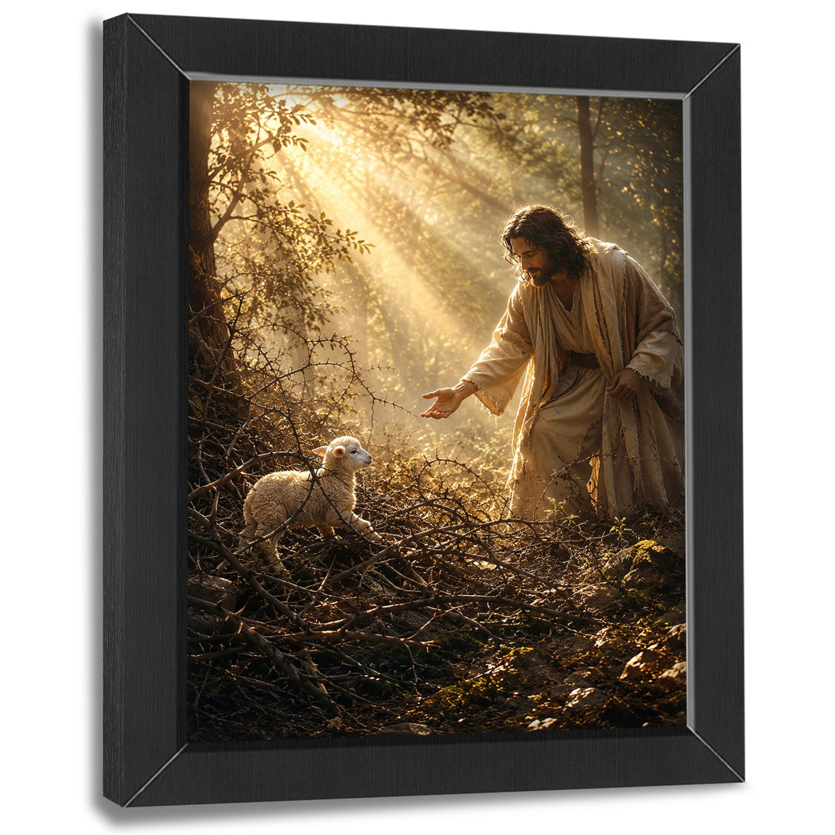 Jesus Lamb Decor Wall Art (Wall Art Framed 13 / 24"L x 16"W)