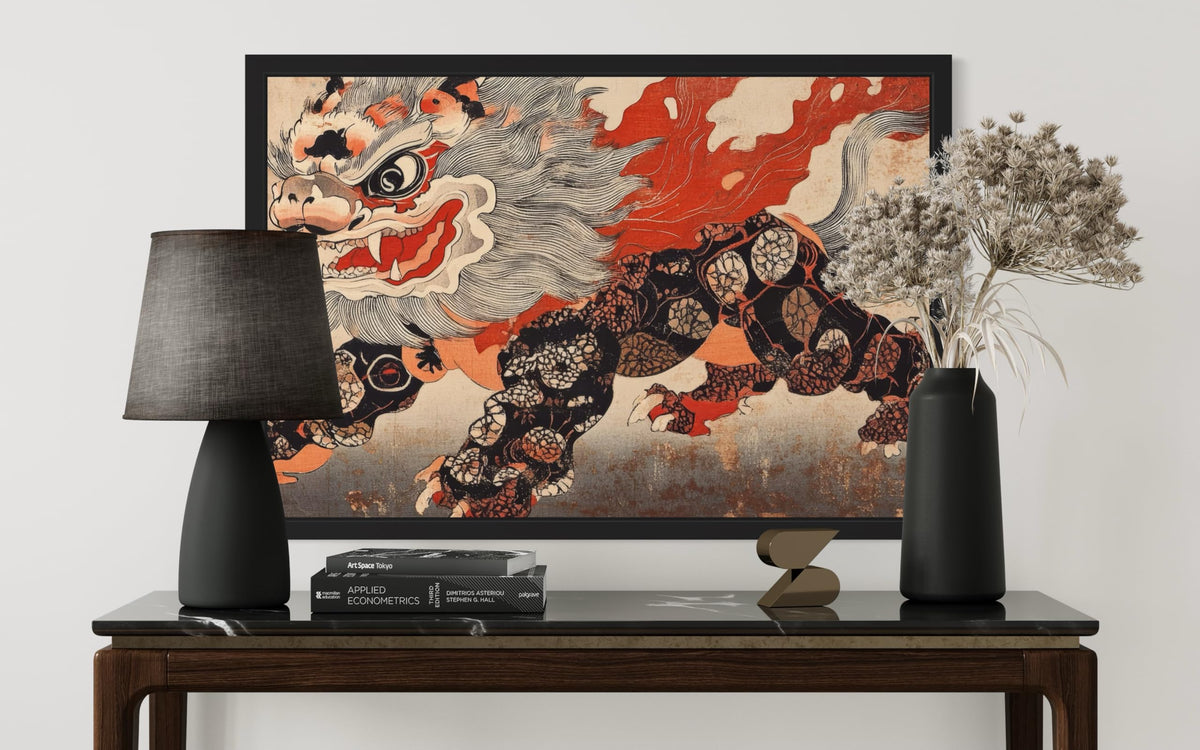 Lunar Lion Dance Unframed Wall Art Print Poster (Lunar Lion Dance / 20"L x 16"W)