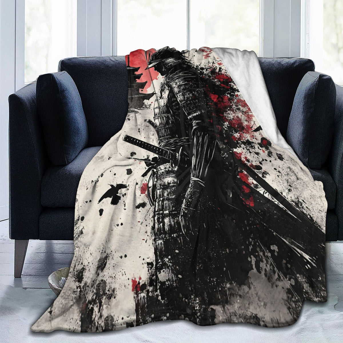 Samurai Fleece Throw Blanket Asian Warrior Gift Room Decor 30"x40" (Japanese Samurai / 30"X40")