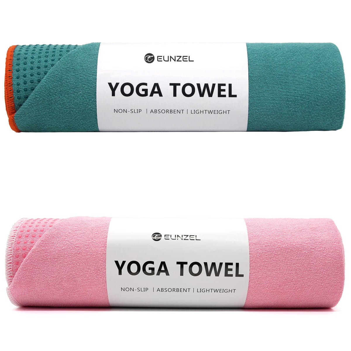 2 Pack Hot Yoga Towel with Grip Dot (Dark Cyan/ Pink)