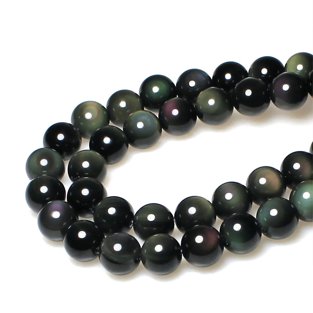 Rare Collection Natural Stone Beads Rainbow Obsidian Round Loose Beads for Jewelry Making DIY Bracelet Necklace (Rainbow Obsidian / 12mm)