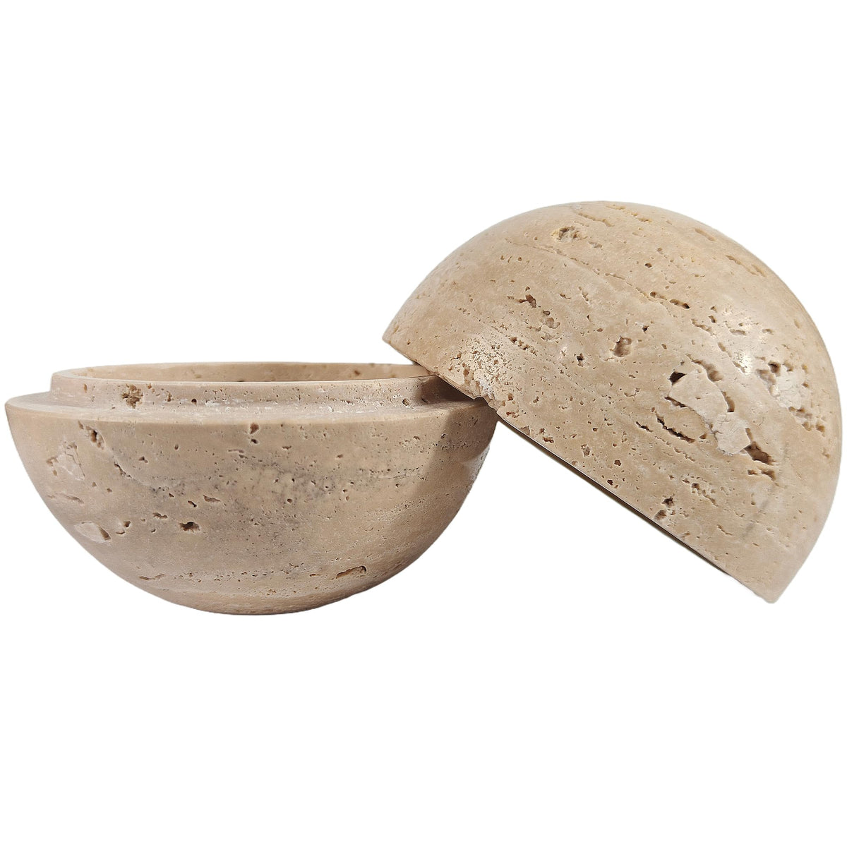 Natural Stone Sphere Incense Holder (Beige Travertine)