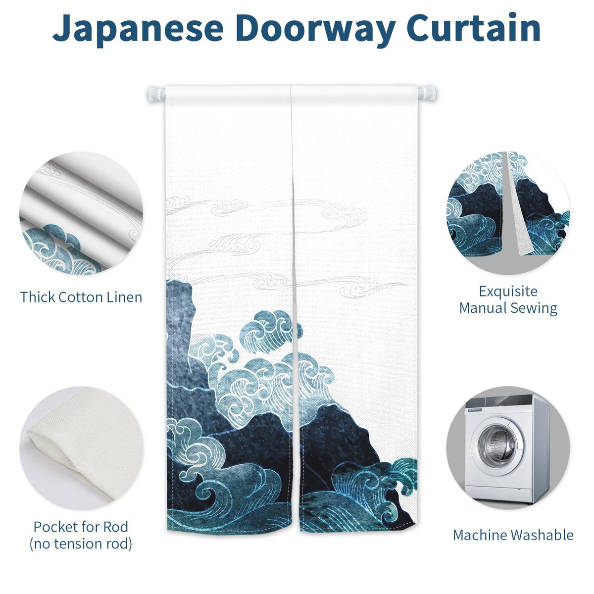 Japanese Noren Doorway Curtain (Blue)