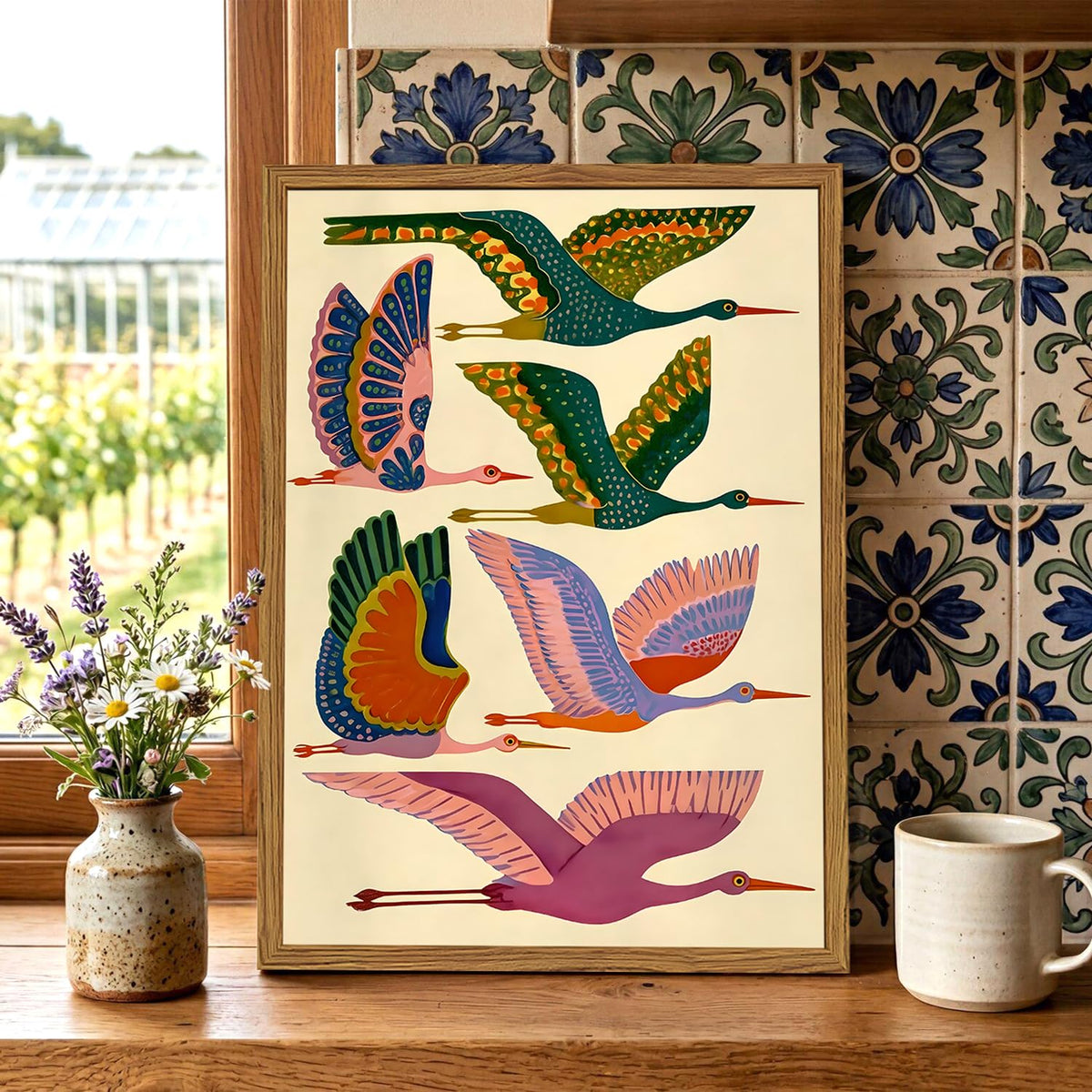 Framed Colorful Bird Wall Art (Colorful Bird / 16"L x 12"W)